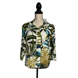 Chico's 0 Women’s Linen Zip Up Collared Jacket Size XS/4 NWT